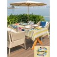 thumbnail image 5 of Outdoor Tablecloth with Umbrella Hole for Patio/Picnic/Party/Camping, Flowers Coastal Waterproof Table Cloth Rectangle Table Cover Washable, Spring Floral Nautical Yellow Striped Farmhouse (54"x 80"), 5 of 8