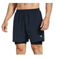 thumbnail image 1 of BALEAF Men's 2 in 1 Running Athletic Shorts 5" Quick Dry Workout Shorts with Liner Zipper Pocket Dark Blue/Black Size L, 1 of 7