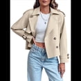 thumbnail image 2 of Chaqueta Gabardina Informal Holgada de Larga con Doble Botonadura y Solapa con Muescas para Mujer, con Bolsillos. Beige XL, 2 of 8