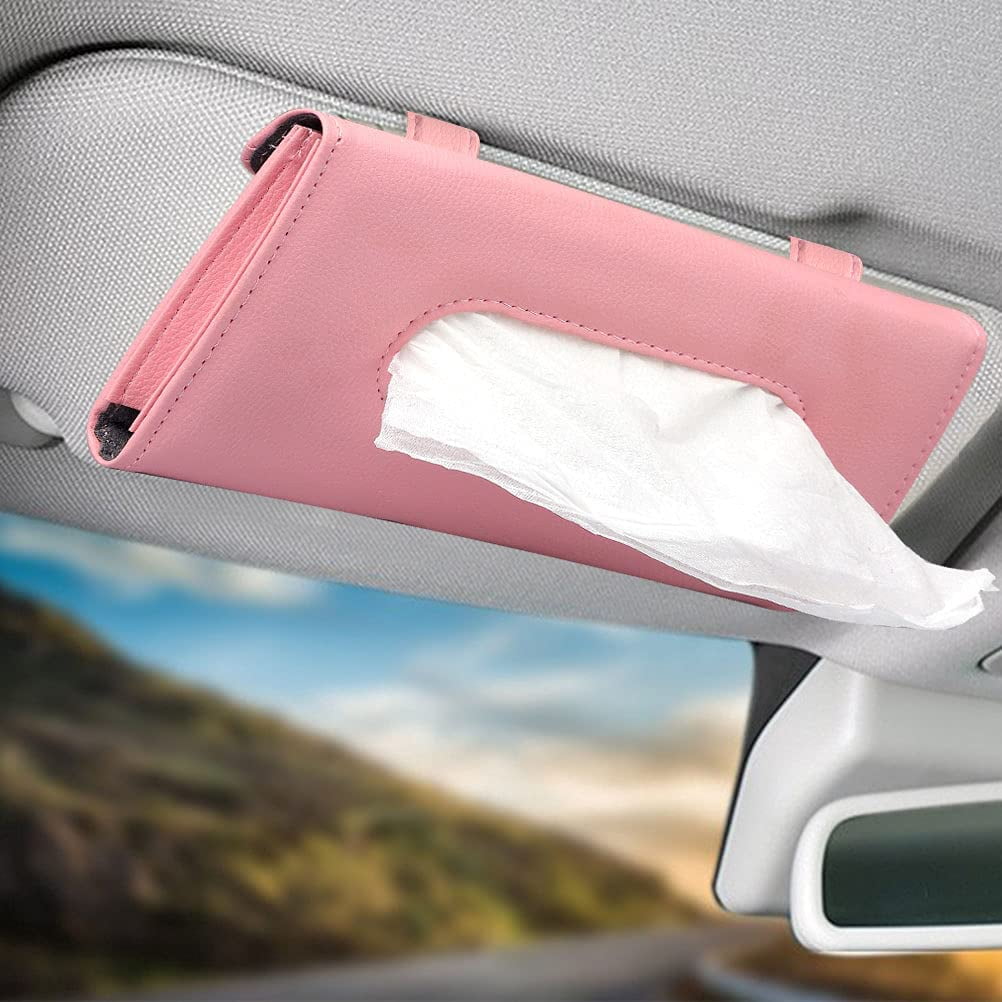 1 Kleenex Holder for Car, Car Mask Holder Visor Tissue Holder Car Tissue Box Holder PU Leather Visor Kleenex Case for Car Accessories (Pink) | Walmart Canada
