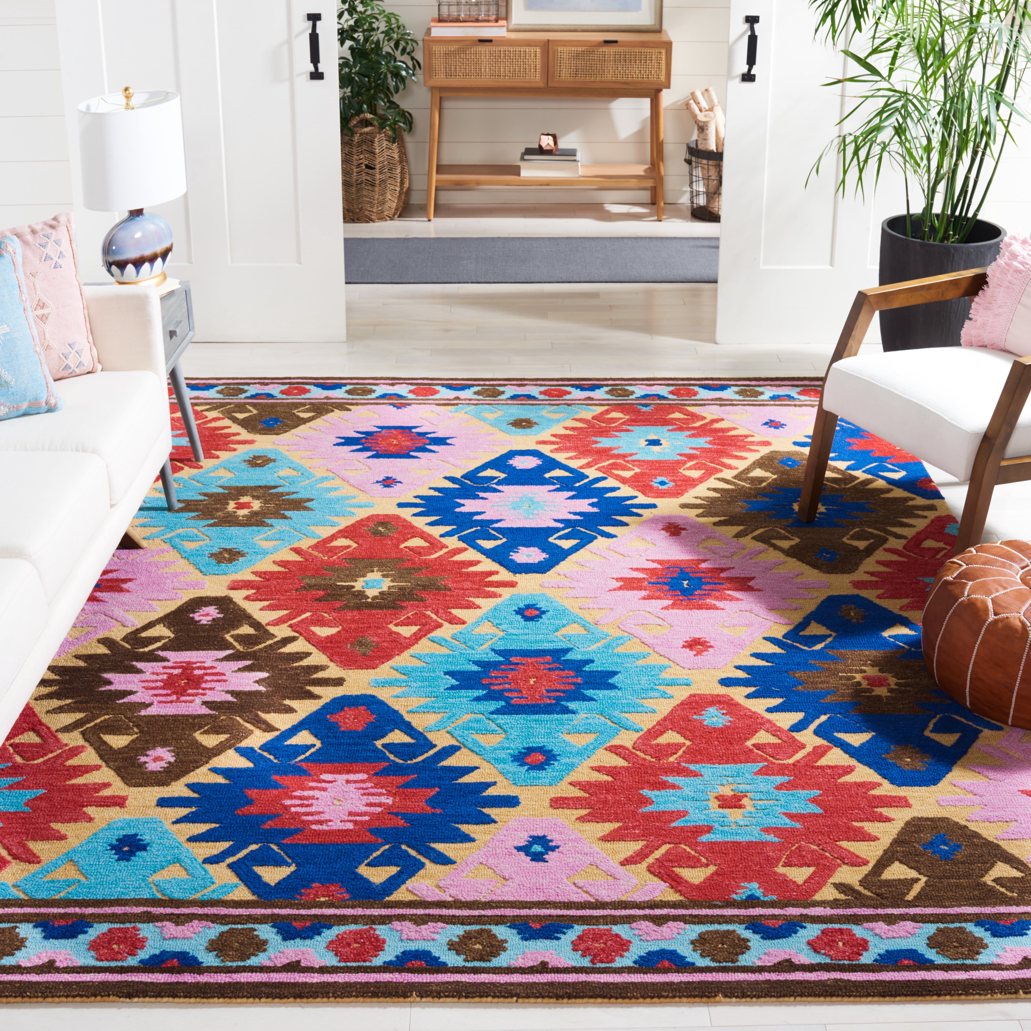 SAFAVIEH Aspen Darina Tribal Wool Area Rug, Gold/Blue, 8' x 10'