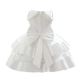 thumbnail image 5 of Bmisegm Girls Dress Cap Sleeve Round Neck 3D Bow Shoulder Back Big Bow Layered Ruffled Skirt Sweet Outfit Toddler Dress 2-3 Years, 5 of 9