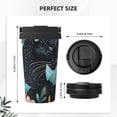 thumbnail image 3 of Fotbe Black Panther Floral Illustration Printed Insulated Travel Coffee Mug Spill Proof Leak Proof Stainless Steel Coffee Tumbler Reusable Coffee Cups with Lids Thermos, 3 of 8