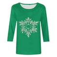 thumbnail image 3 of Christmas Snowflake Shirt for Women 3/4 Sleeve Holiday Graphic Tee Casual Top Fall Winter Fashion Outfit, 3 of 4