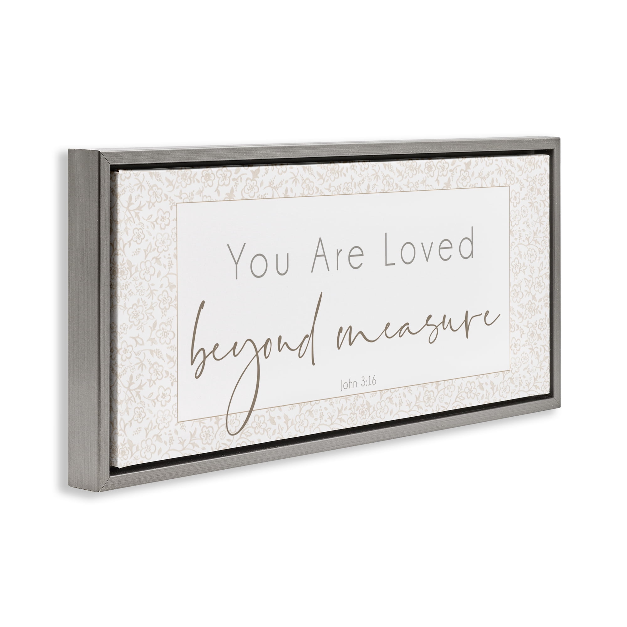 Stupell Industries Minimal Loved Beyond Measure Gray Framed Floater Canvas Wall Art, design by Janice Gaynor