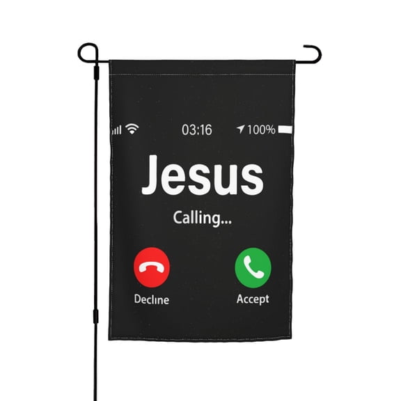 Funny Jesus Phone Christian Garden Flag 12x18 Inch Indoor Balcony Courtyard Outdoor Decorative Flag