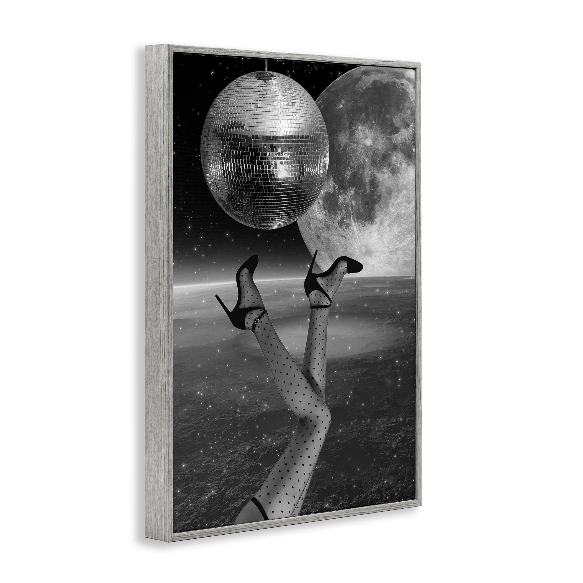 Hangin' Over Disco & Planet Gray Framed Giclee Art, design by Elo Marc