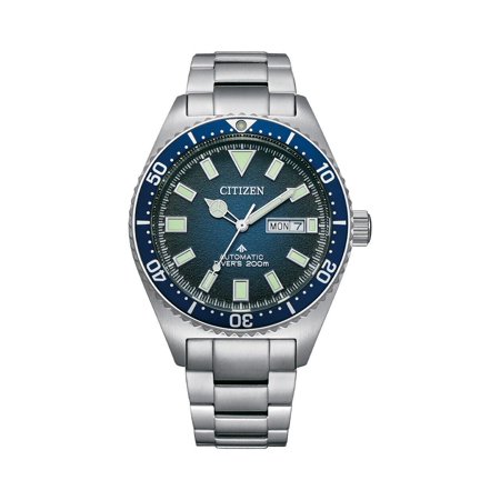 Citizen Men's Automatic Promaster Sea Dive Watch, 3 Hand Silver Stainless Steel Watch with Blue Gradient Dial, ISO Certified (Model: NY0129-58L)