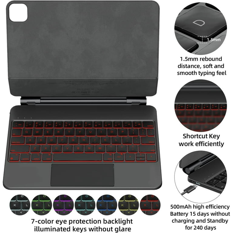 Magic-Style Keyboard for iPad Pro 12.9 inch 6th Generation 2022, iPad Pro 11 inch 4th generation, iPad Air 4th 5th Gen Air4 Air5, iPad 10 10.9” Pro Magic-Style Keyboard for iPad Pro 12.9 inch 6th Generation 2022, iPad Pro 11 inch 4th generation, iPad Air 4th 5th Gen Air4 Air5, iPad 10 10.9” Pro