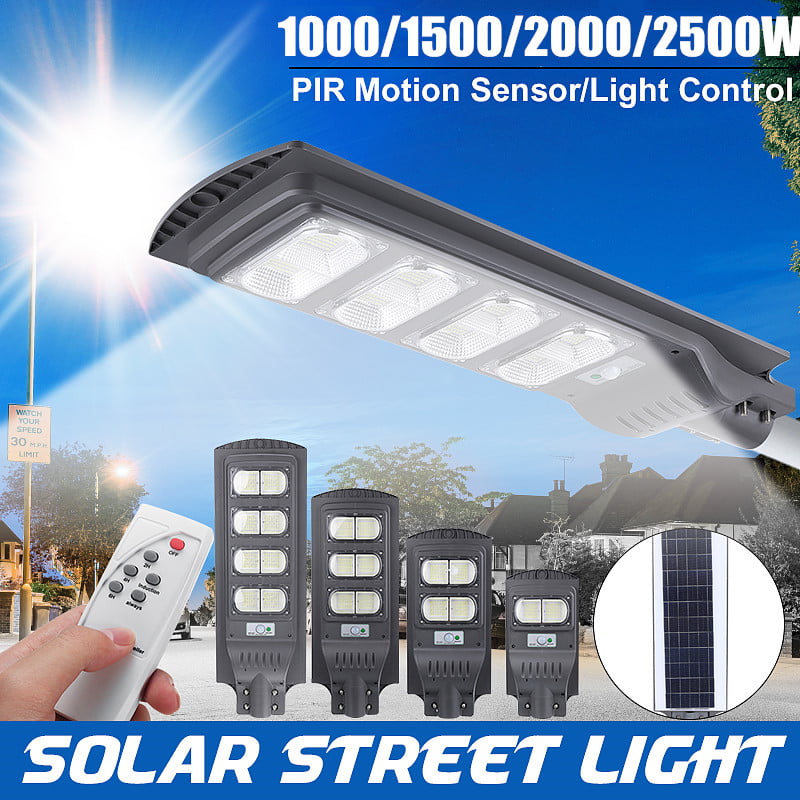 155000LM Solar LED Street Light Outdoor IP67 Road Lamp Remote Control+Pole 