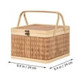 thumbnail image 2 of PTOOTP Brown Woven Basket with Lid - Storage and Picnic Basket for Kitchen, Outdoor, and Home Organization, 2 of 8