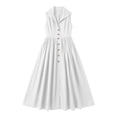thumbnail image 4 of Shihyeh Ladies' Casual And Fashionable Solid Color Sleeveless Button Up Lapel Dress, 4 of 6