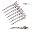 thumbnail image 1 of Pinzas para el cabello de acero duraderas para estilistas, 24 piezas, 3,3 pulgadas, horquillas plateadas, 1 of 6
