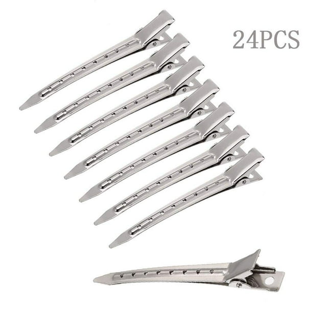 Pinzas para el cabello de acero duraderas para estilistas, 24 piezas, 3,3 pulgadas, horquillas plateadas