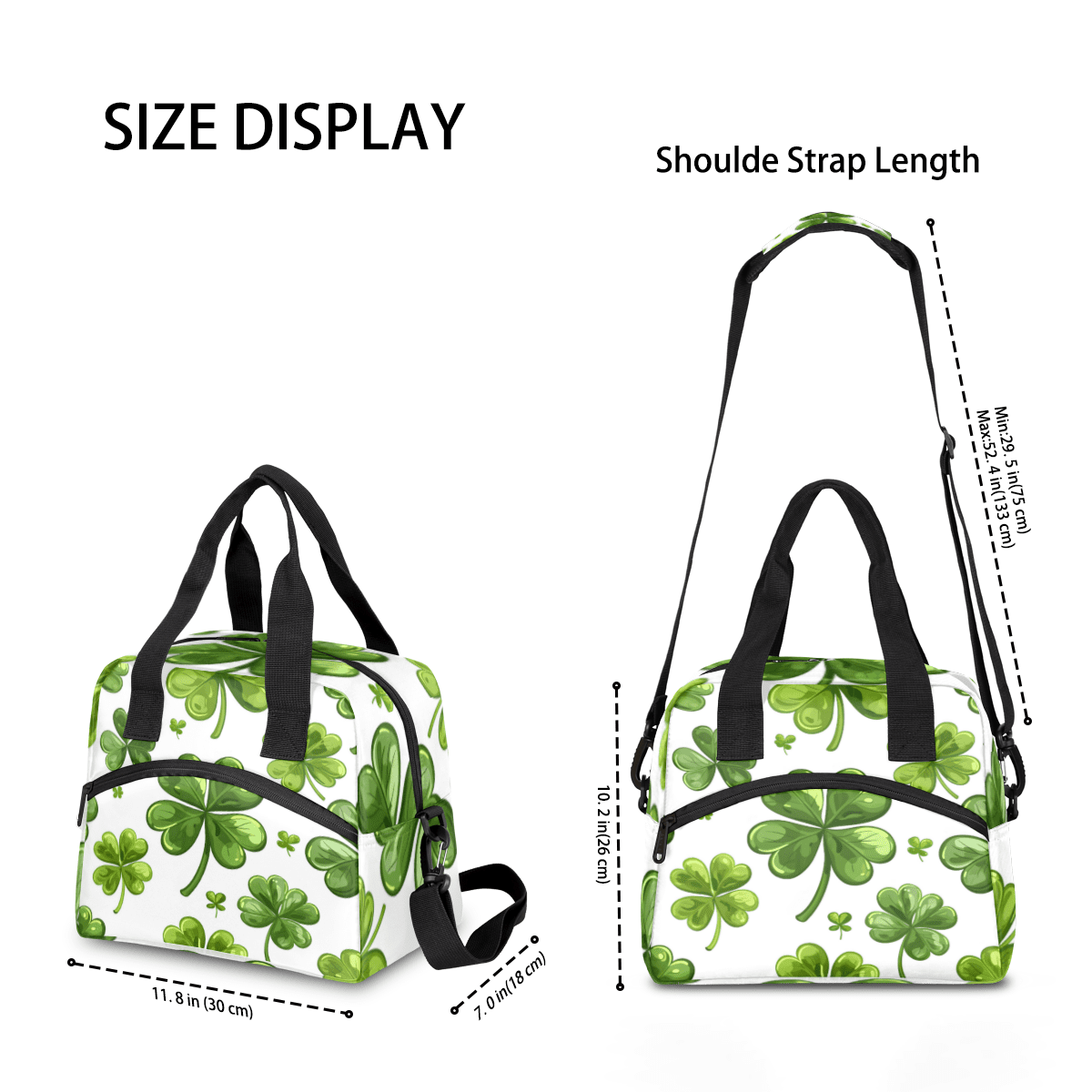 Herdesigns Clover Insulated Lunch Bag for Women Men Adults Large Reusable Lunch Box St Patrick's Day Shamrock Leakproof Cooler Tote Bags with Adjustable Shoulder Strap