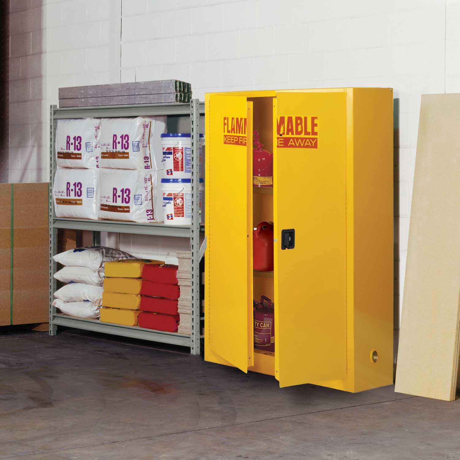 Sandusky 45-Gal. Steel 2-Door Freestanding Flammable Safety Cabinet, Yellow