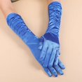 thumbnail image 1 of Nvzi Gants de Soirée en Satin Manches Longues Rétro pour Dames Mariage Opera Fête-Bleu, 1 of 5