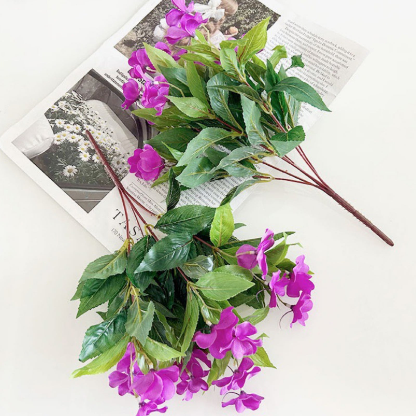 5 PCS Artificial Impatiens Flowers Silk Flowers Greenery Faux Impatiens Bushes Outdoors Indoor Patio Lawn Garden Pot Hanging Basket Porch Decor