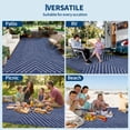 thumbnail image 4 of HIWEAVER Navy/White 5' x 8' Outdoor Rug PP Plastic Straw Woven Waterproof Patio Rug with Striped Pattern Portable Outside Carpet for Balcony Deck Picnic Garden Decor, 4 of 6