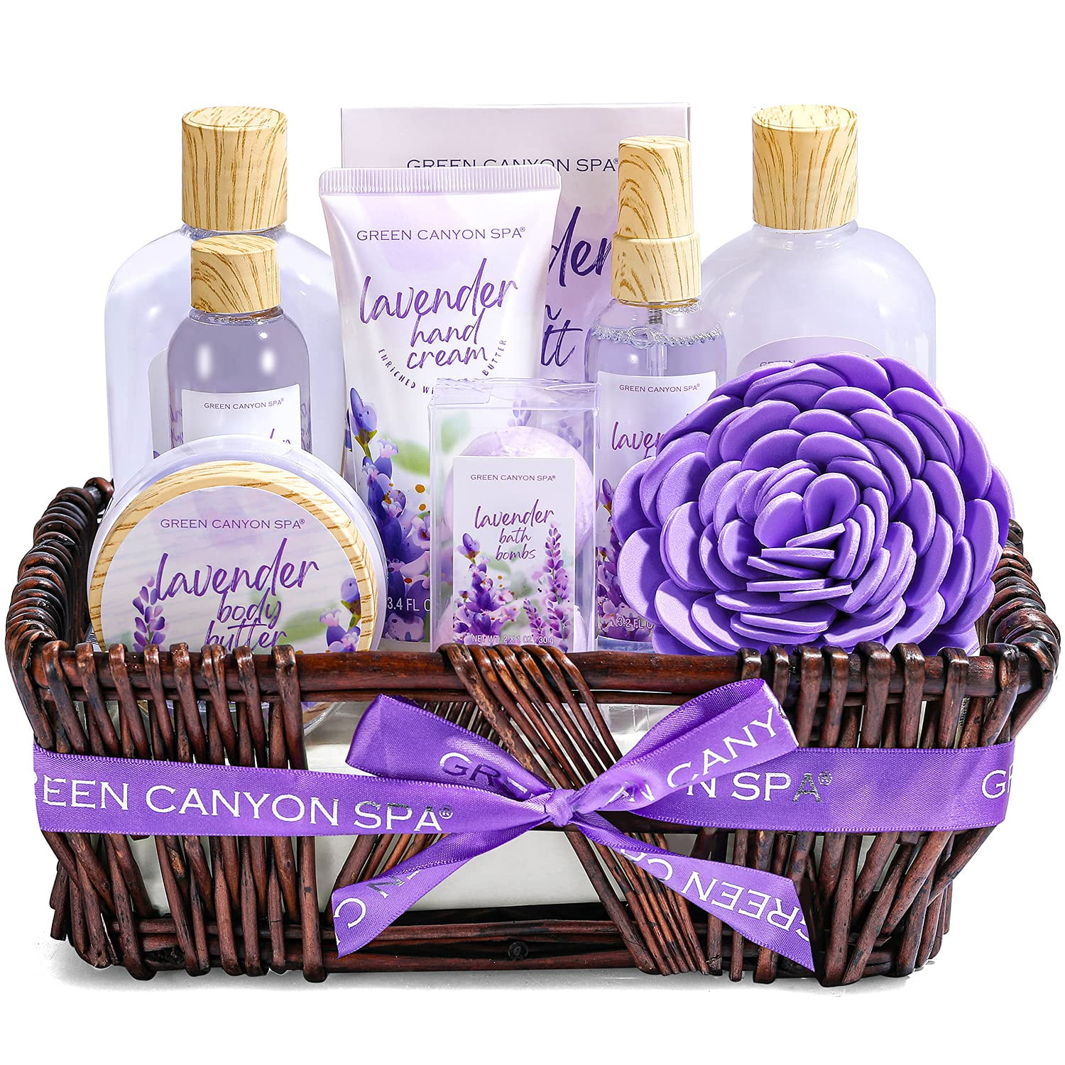 Spa Gift Basket for Women, 10 Pcs Lavender Scent Bath Set, Body Wash Mother's Day Gift Set for Mom