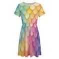 thumbnail image 4 of Rainbow Mermaid Scales Sundress Short Sleeve Dress Summer Women Clothes Dress for Women Dresses, 4 of 7