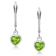 thumbnail image 2 of Gem Stone King 925 Sterling Silver Green Peridot Drop Dangle Leverback Earrings for Women (1.53 Cttw, Gemstone August Birthstone, Heart Shape 6MM), 2 of 4