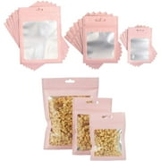 120 Pack Resealable Smell Proof Gift Bags for Candy, Small Business Pink Zip Packaging Food Storage, 3 Sizes
