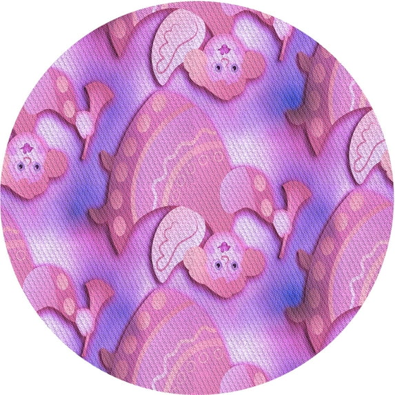 Ahgly Company Indoor Round Patterned Violet Purple Area Rugs, 5' Round