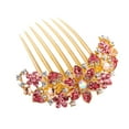 thumbnail image 6 of HEVIRGO Korean Style Non-slip 7 Teeth Hair Comb Rhinestone Hollow Out Flower Colorful Hair Ornament Hair Accessories Purple Alloy, 6 of 7