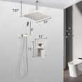 thumbnail image 3 of Ceiling Mounted Shower System Combo Set with Handheld and 12"Shower head, Aukfa Wall Mounted Shower Faucet Set for Bathroom with High Pressure, Brushed Nickel, 3 of 8