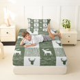thumbnail image 4 of Castle Fairy Wood Grain Moose Twin Sheets 3pcs,Geometric Plaid Bedding,Sage Off White,1 Fitted Sheet, 1 Flat Sheet and 1 Pillowcase, 4 of 6