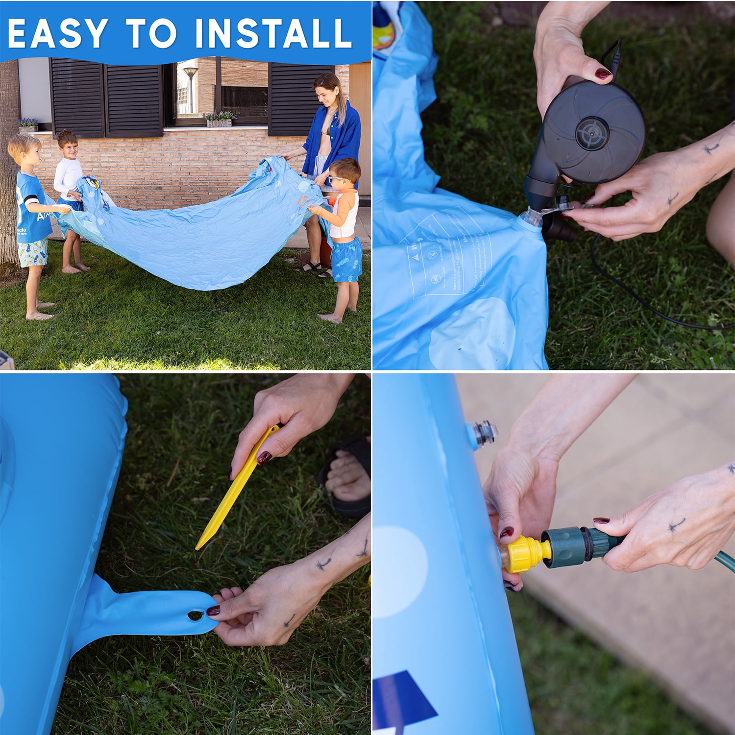 Zone Tech Giant Inflatable Shark Sprinkler Splash Pad with Basketball Hoop and Water Toys - Fun Sprinkler Summer Outdoor Game