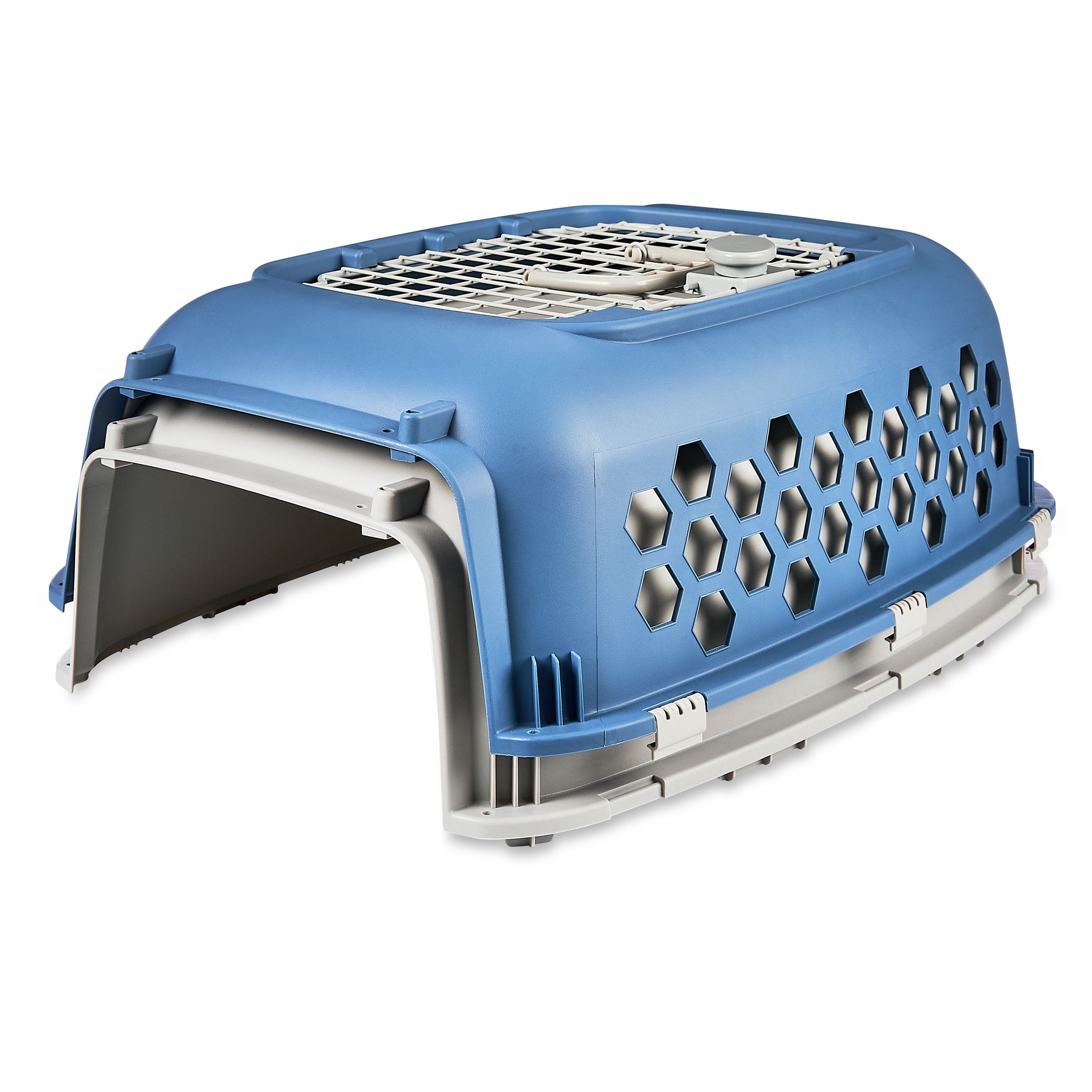 Vibrant Life Kennel for Dogs & Cats, Durable Plastic, Two Door Openings, Blue, Maximum Pet Weight 30 lbs, 24" L x 16.5" W x 14.5"H