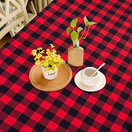 

Haperlare Plaid Checkered Tablecloth Farmhouse Buffalo Plaid Table Cloth Polyester Table Cloth Outdoor and Indoor 70 Round Red Black