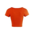 thumbnail image 3 of A2Y Women's Scoop Neck Short Sleeve Basic Crop Top New Orange S, 3 of 5