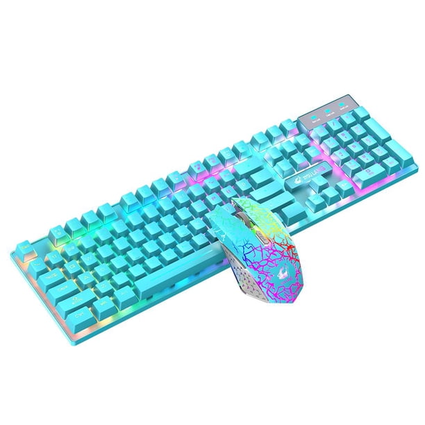 Usb Inalámbrico Ergonómico Único Retroiluminado Mecánico Touch Gaming Keyboard Mouse Set Con Efecto De Iluminación Ajustable Para Computadora Portátil Pc De Escritorio Methold EL013979-02