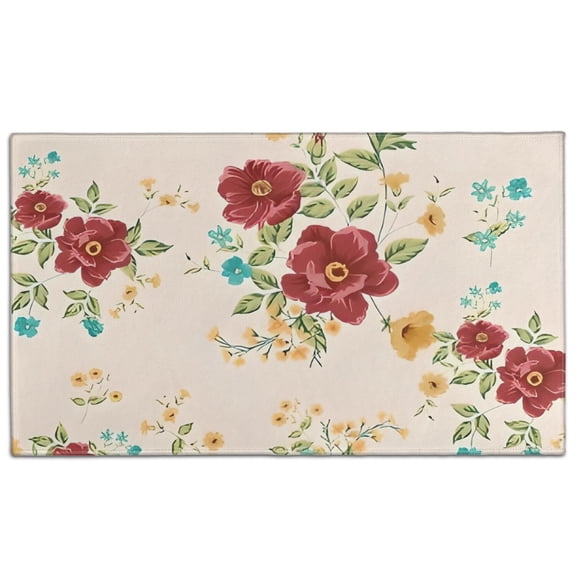 Pioneer Flower Floral Print Pattern Door Rugs,Washable Non Slip Door Mats Indoor,Decorative Door Mats,Entry Mat Indoor for Entrance,Bedroom,Kitchen,Bathroom,17"x30"