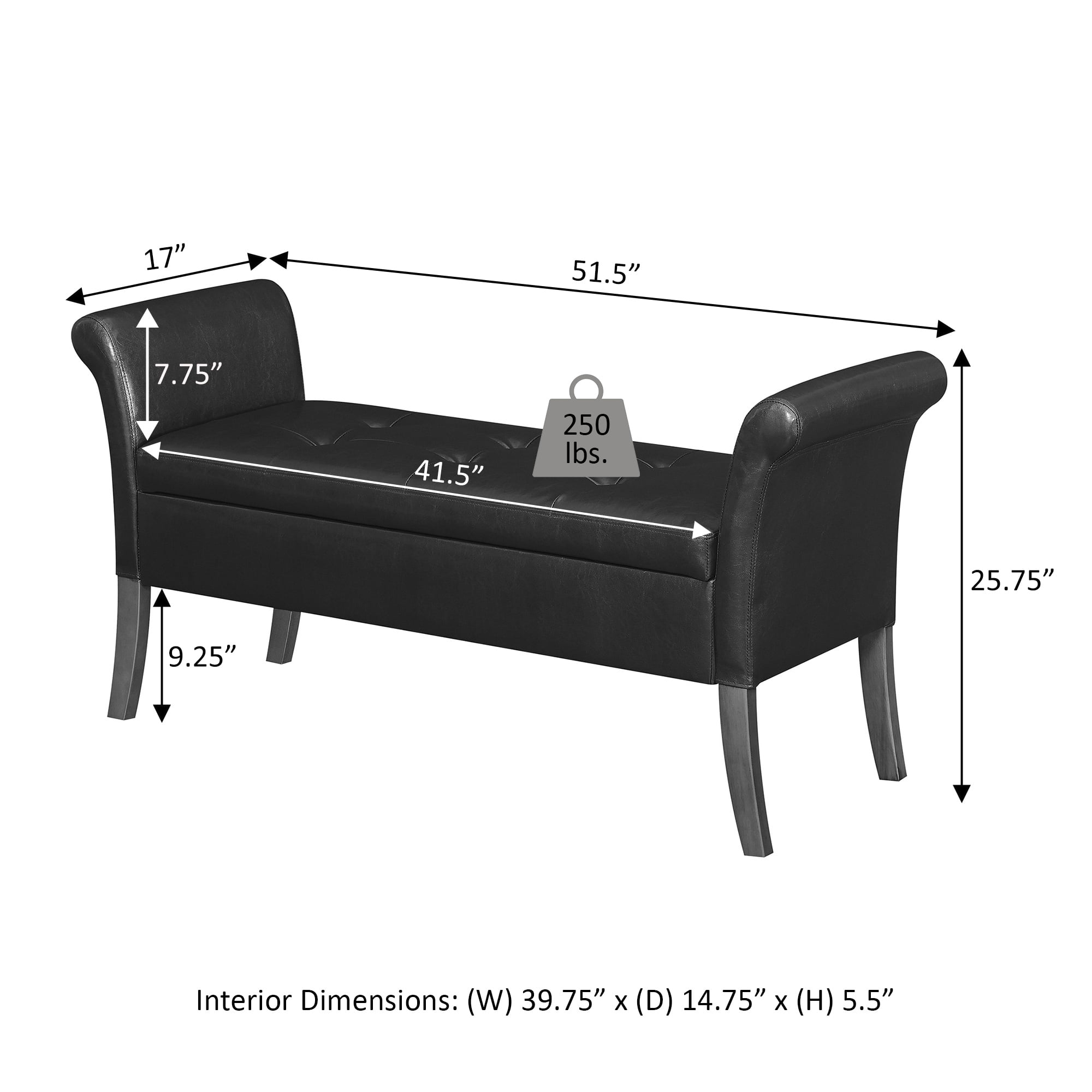 Convenience Concepts Designs4Comfort Garbo Entryway Storage Bench