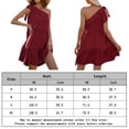 thumbnail image 2 of Vestido corto de mujer con pliegues y cuello de un hombro para cóctel (rojo XL) FLhrweasw Para estrenar, 2 of 8