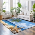 thumbnail image 3 of Area Rugs 5'x7', Summer Palm Tree Carpet Runner Indoor Outdoor Rugs Home Decor Aesthetic, Beach Ocean Coastal Starfish Shells Non Slip Mats Washable Accent Rug for Living Room Bedroom, 3 of 8