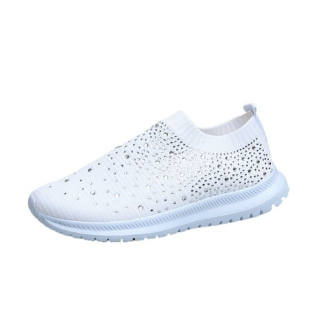 

Women s Mesh Breathable Walking Shoes Lightweight Athletic Running Shoes Slip-on Sock Sneakers Sparkly Shiny