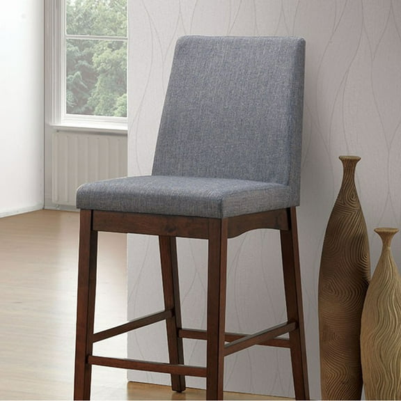 Fabric Padded Counter Height Wooden Chair Set of 2 Gray and Brown - Saltoro Sherpi