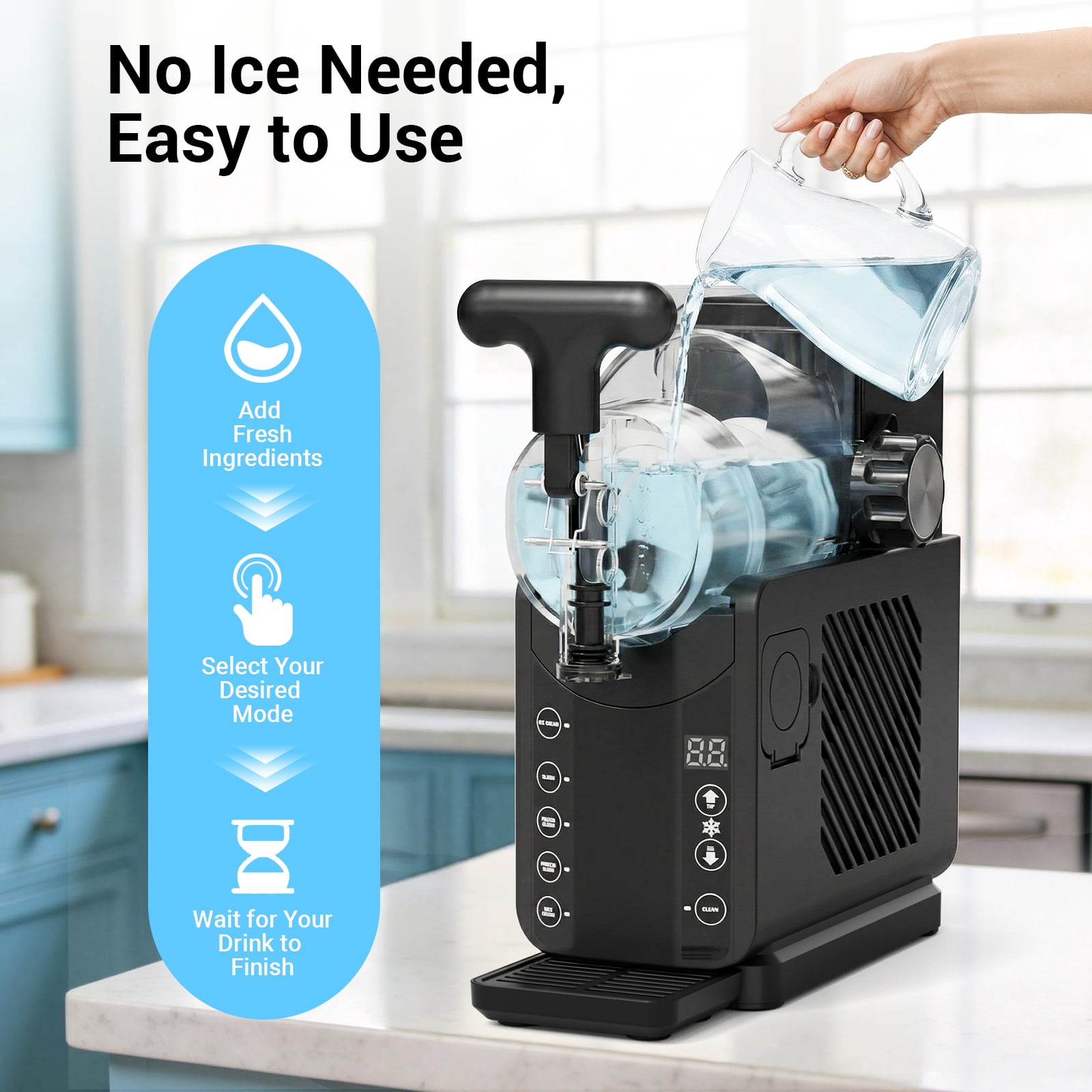Ecojoy Slushie Machines, 85oz 5-in-1 Frozen Drink & Ice Cream Maker with LED Display, Adjustable Hardness, Easy Clean, Large Capacity