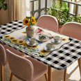 thumbnail image 3 of Pig Sunflowers Table Cloths for 4 Foot Rectangle Tables, Yellow Floral Black White Checkered Rustic Patio Waterproof Elastic Fitted Tablecloths, Washable Rectangular Table Cover for Camping, 3 of 8