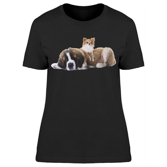 Cute Chihuahua And St Bernard T-Shirt Women -Image by Shutterstock, Female x-Large
