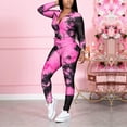 thumbnail image 3 of Itsame Tops and Pants Activewear Set Womens Sweatsuits 2pcs Sets Long Sleeved Printed Zipper Tie Dyeing Stand-Up Collar Women Athletic Outfit Sets Pink Size M, 3 of 4