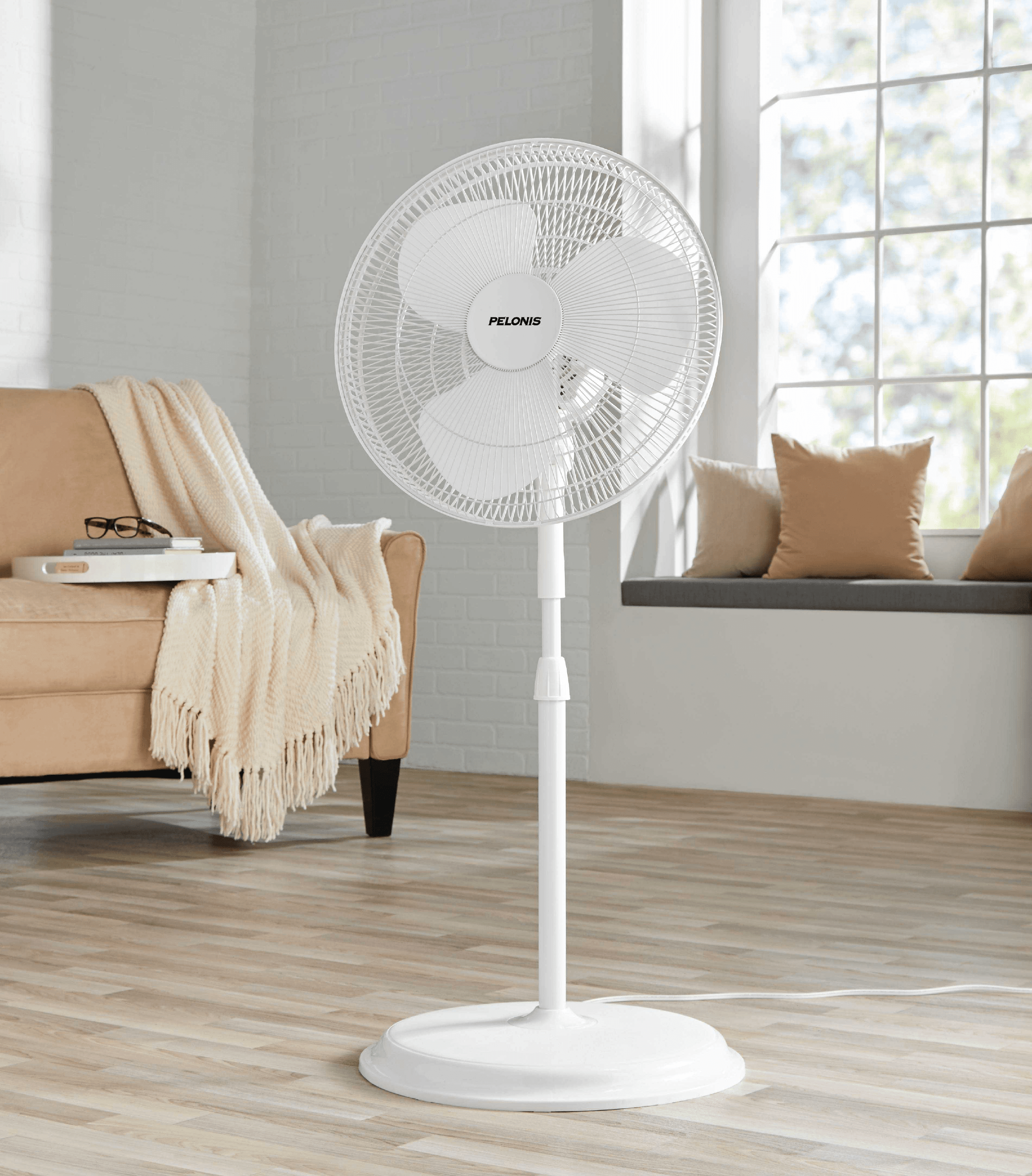 Pelonis 16" 3-Speed Oscillating Pedestal Fan, Model# FS40-19MW, White ...