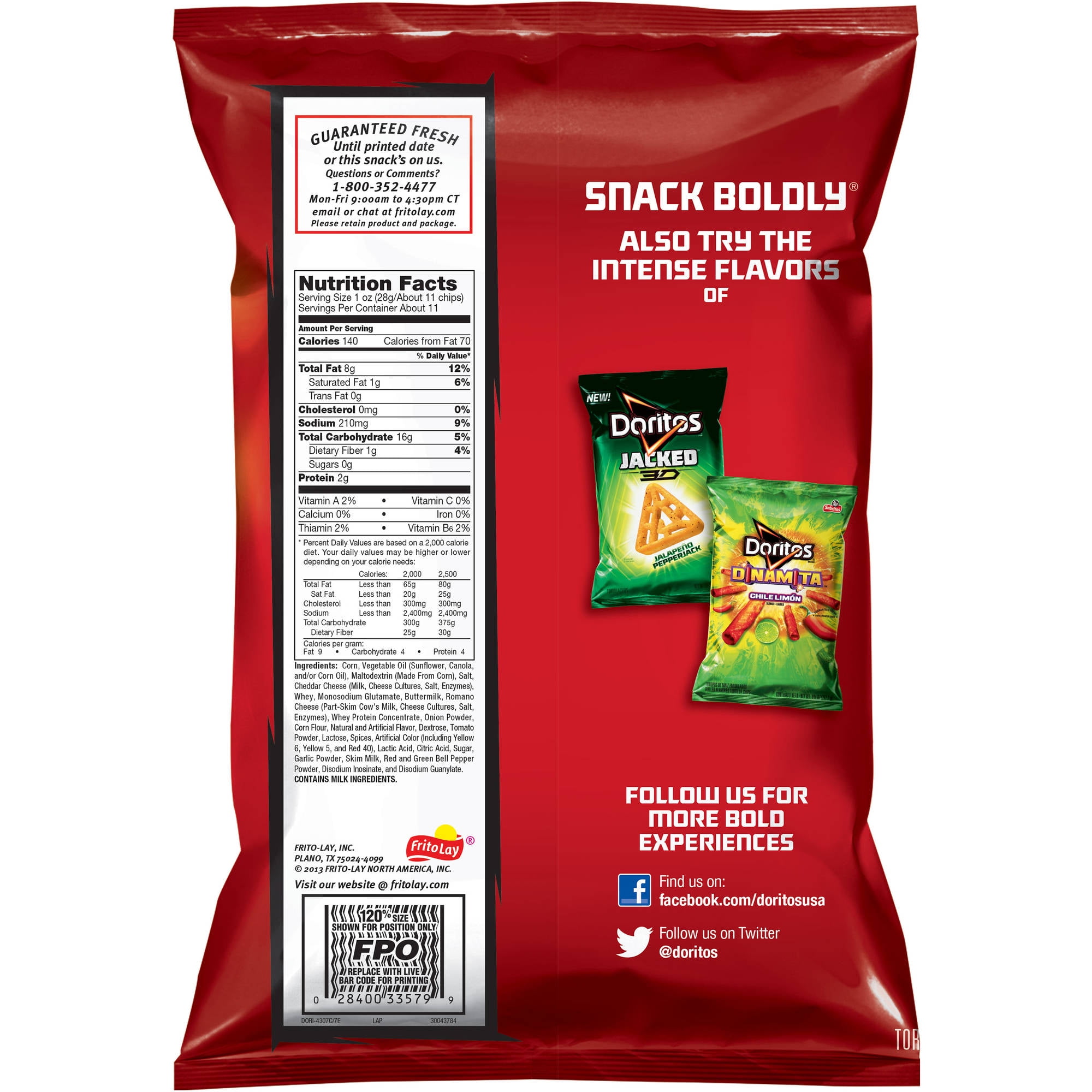 Doritos Nacho Cheese Flavored Tortilla Chips 105 Oz Walmart intended for Nutrition Facts Doritos