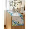 thumbnail image 5 of Table Runner 70 Inches Long for Kitchen Dining, Blue Hydrangea Dresser Scarf Farmhouse, Dining Table Decorations for Wedding/Parties, Linen Texture Butterfly Spring Floral 13 x 70 In, 5 of 8