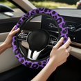 thumbnail image 5 of COEQINE Purple Leopard Print Car Steering Wheel Cover Universal 15 Inch Anti-Slip Boho Floral Auto Steering Wheel Protector Car Accessories for Women Men, 5 of 7